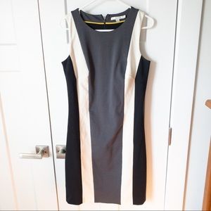 Boden Gray Cream Black Colorblock Stripe Sleeveless Sheath Dress Size 6